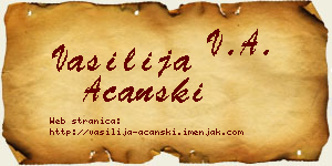 Vasilija Ačanski vizit kartica